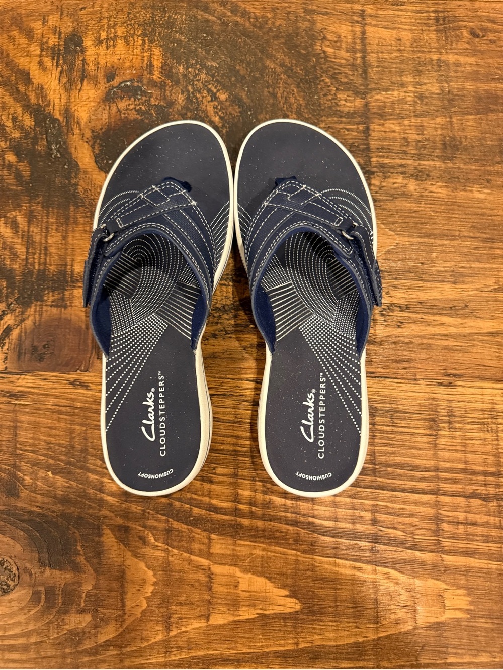 Clarks Navy Slip-On CloudSteppers Sandals